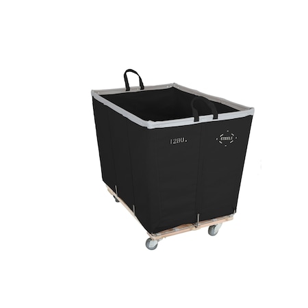Steele Canvas Basket 12 BU Permanent Truck Black Vinyl w/Grey Vinyl - 4in Casters Diamond Mount 9412VBLKVGRYW4